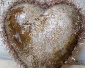 Valentine industrial heart faux finished rusty silver metallic German glass decor piece Anita Spero