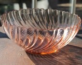 Arcoroc France Pink Glass Swirl Large Serving Bowl