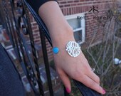 Turquoise Monogram Initials Bracelet (order any Initials) - Sterling Silver