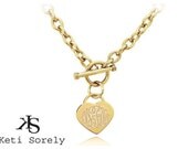 Heart & Monogram Initials Necklace (Order Any Name) - with 24K yellow Gold overlay
