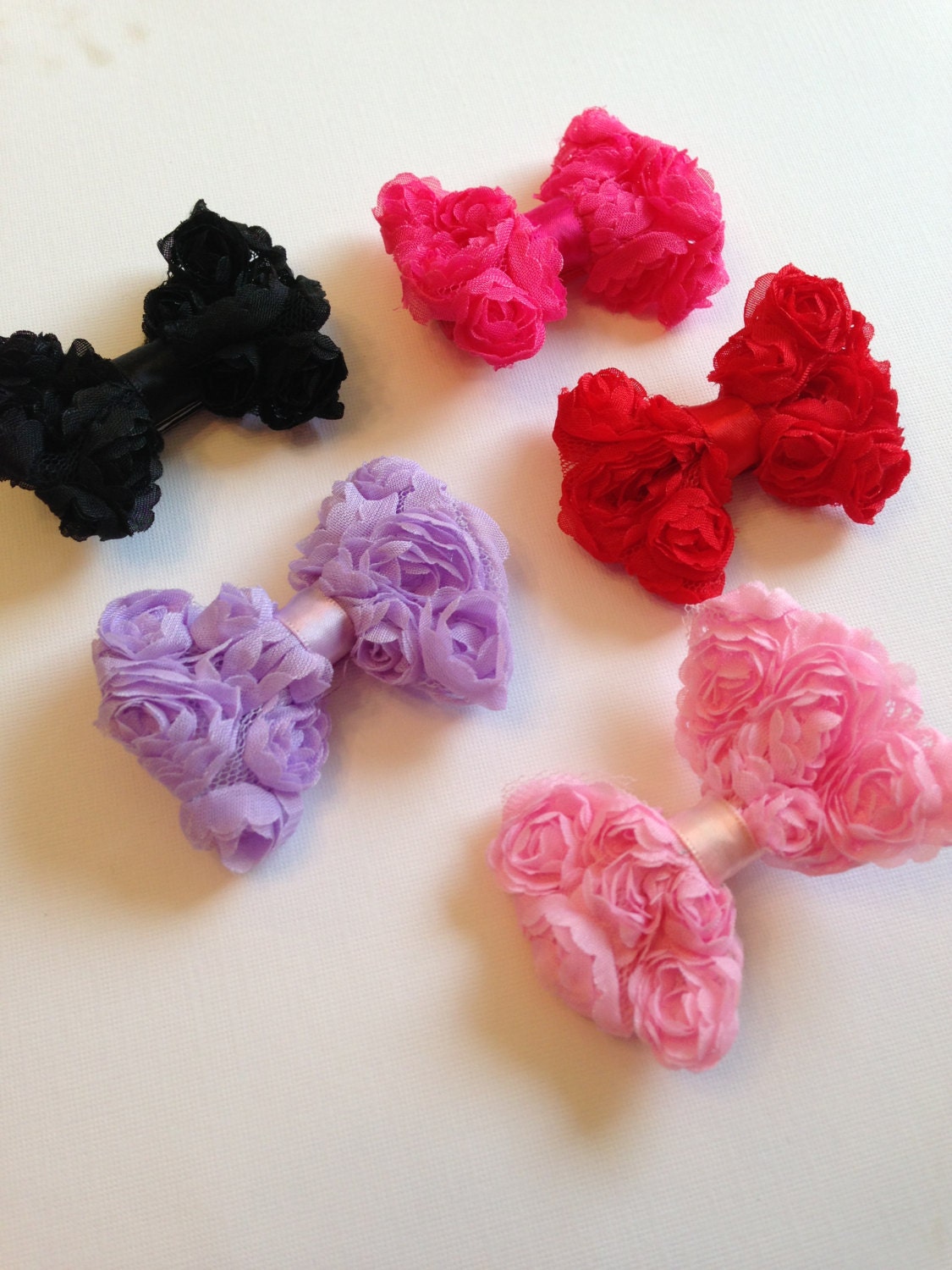 Petite Rose Bow Hair Clip-YOU CHOOSE COLOR-Baby Hair Clips, Toddler Hair Clips, Girl Hair Clips