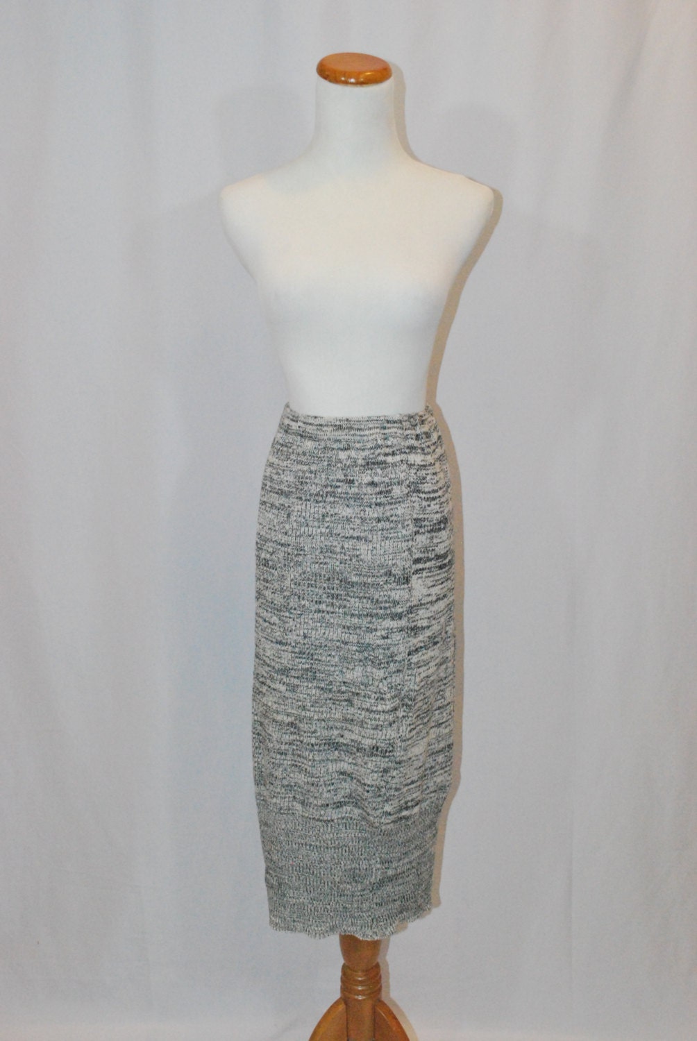 Vintage 80's Midi Heather Gray Pencil Sweater Skirt