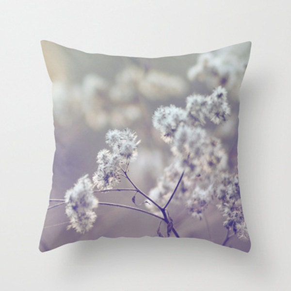 Nature Photo Pillow, Lilac, Cream,  Beige, Woodland, French Country Decor Pillow Case, Toss Pillow Cover