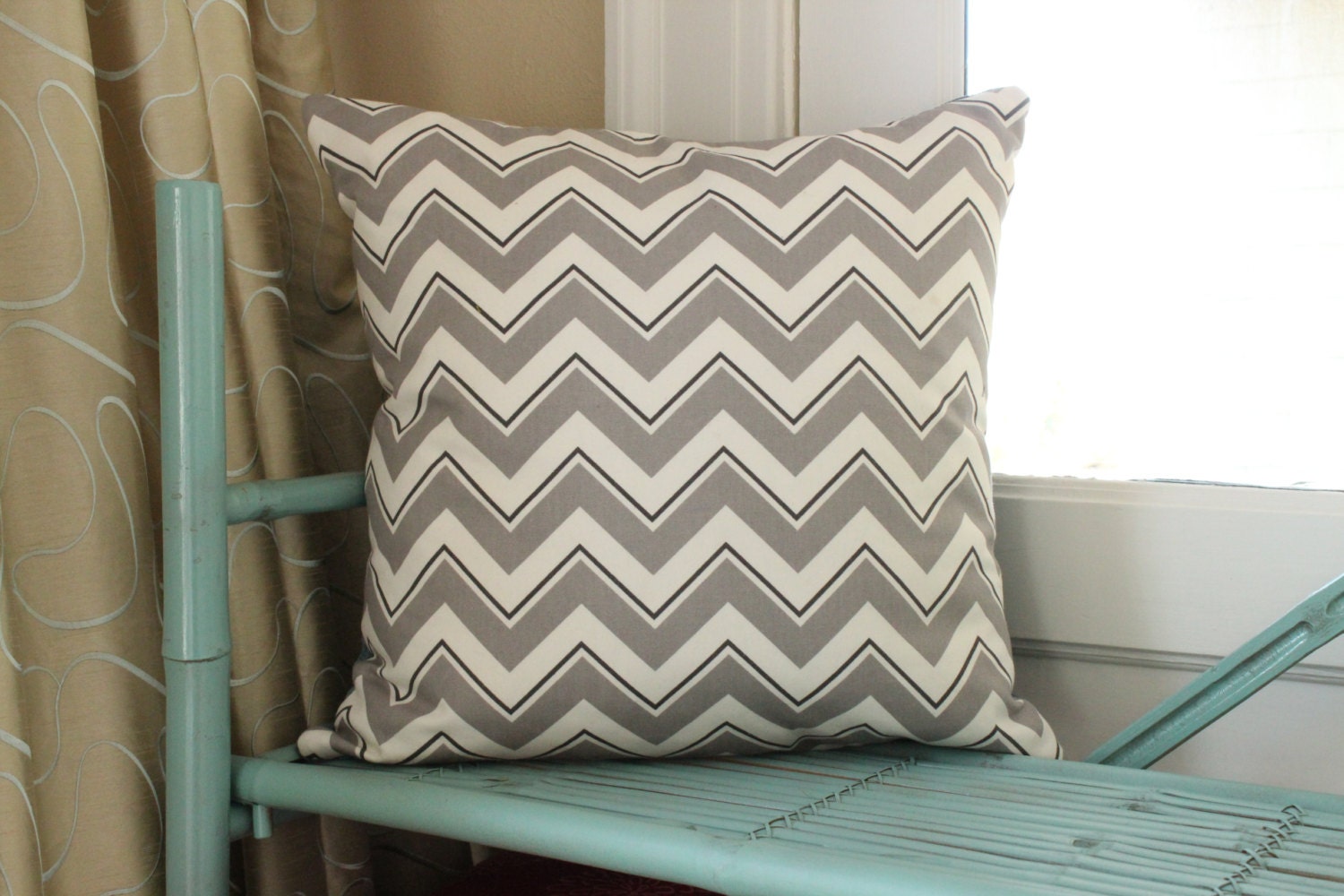 Grey Duralee Chevron Pillow Covers (2) in Grey Chevrama on Both Sides
