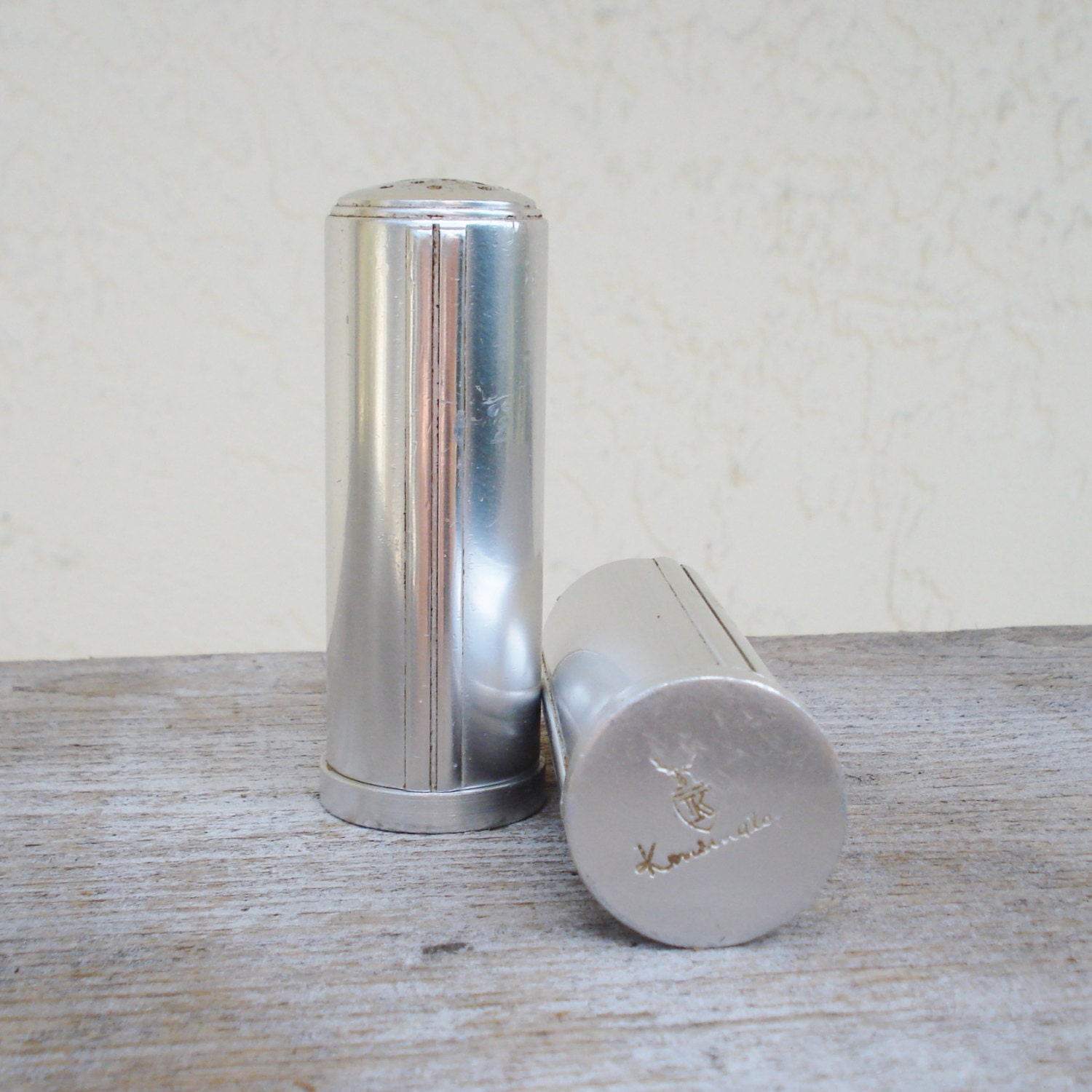 Art Deco Salt and Pepper Shakers / Cast Aluminum Salt and Pepper Shakers / Vintage Salt and Pepper Shakers / Kensington Salt and Pepper - AlegriaCollection