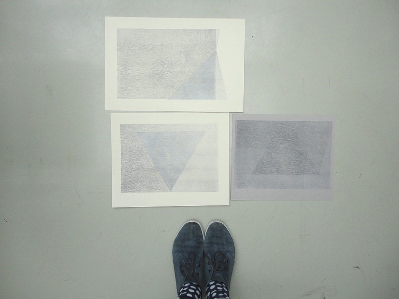 collection of 3 ORIGINAL LINOCUTS "The Mist"