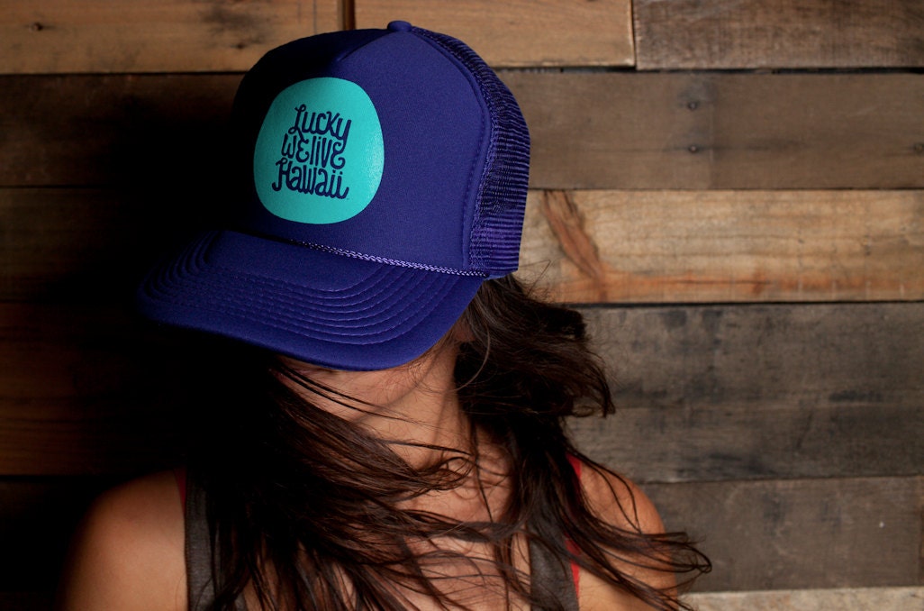 Lucky We Live Hawaii Hat - Purple