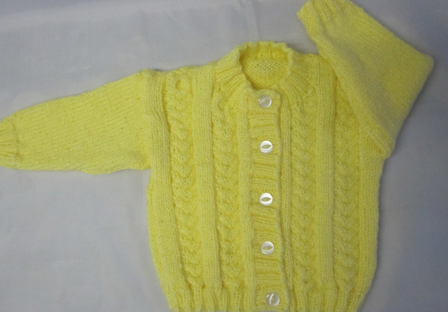 Baby Cardigan Sweater  0-24 months Hand Knitted Lemon