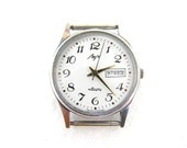 Luch wrist watch mens Soviet vintage quartz collectibles watches silvery grey Belarus - SoYesterdaySoCool