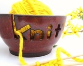 Red Knit Yarn Holder Yarn Keeper Yarn Keeper Knitting Bowl Pottery MADE TO ORDER