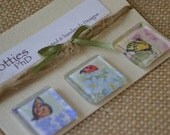 Glass tile magnets nature inspired watercolor butterflies and ladybug set super strong kitchen magnets