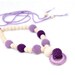 Lavender Breastfeeding Nursing necklace - wooden ring pendant, crochet wooden beads