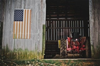 Old Glory &The Barn COLOR-10x15-Fine Art Photography-Other Sizes Available, Barn, Tractor,American Flag