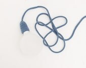 hand knitted 240V textile lamp cord with crochet covered bayonet fitting (G125 bulb included)