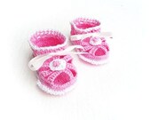 Pink Baby Girl Shoes -  Christening blessing baby shoes - size 6 to 9 motn