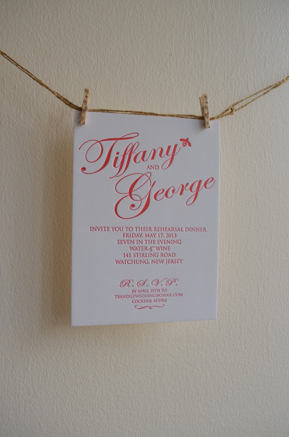 Letterpress Script Invitation - Wedding, Rehearsal Dinner, Shower