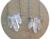 Triple crystal quartz necklace. Aura angel or clear quartz.