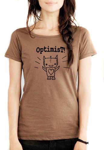 OPTIMIST Robot T-Shirt - Organic Scoop Neck Tee Shirt - ReLove Planet - M-L