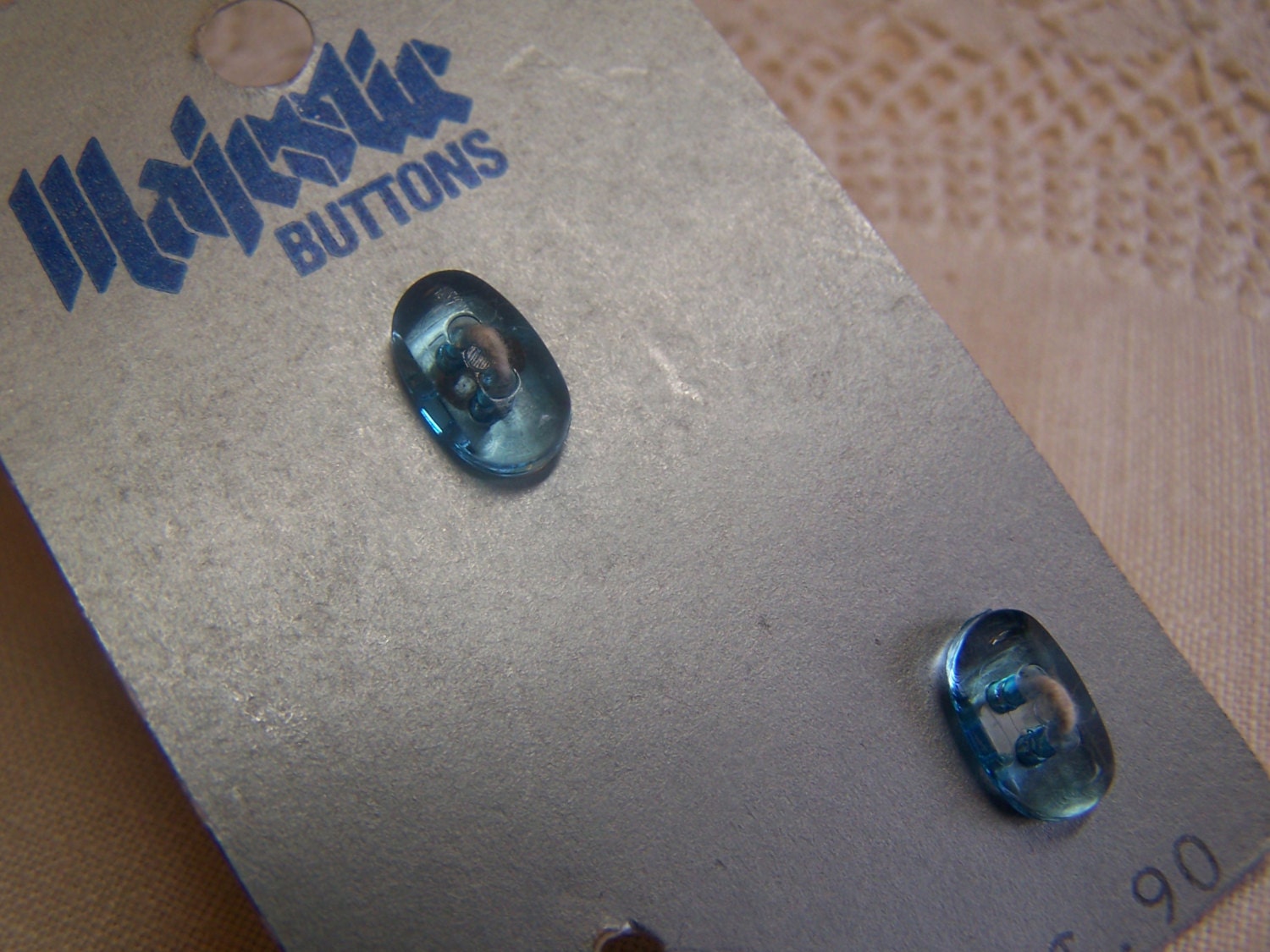 Pretty 7/16" Clear Blue Oval Buttons, Set of 2 (no. 1602)