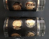 Set of Gold Rim Mid Century Drinking Glass with Gold Coins