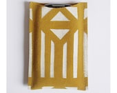 iPhone 4, 4s, 5 sleeve // golden honey suede with white pattern
