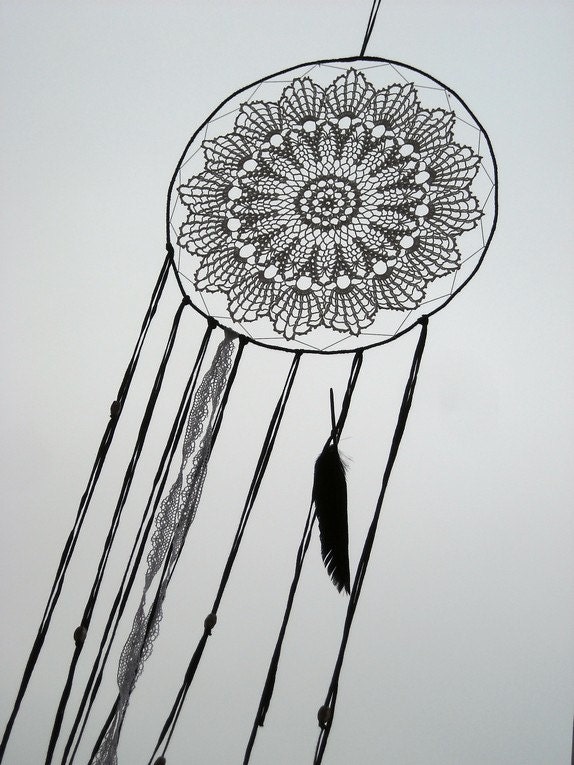 Dream catcher crochet lace black and white wall decoration art dreamcatcher home decor