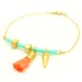 Mint Coral Geometric Bracelet with Tiny Gold Hex Nuts , Spike , Rubber Bar & Tassel - S/S 2013 TREND