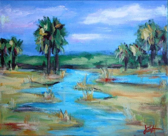 16x20-Palms By The Water-Original Landscape Painting