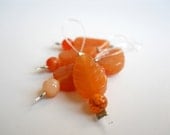 Orange Glass Leaf Stitch Markers