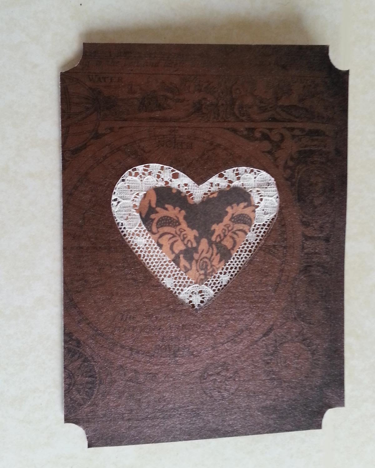 Laceheart Card Wedding Anniversary Mothers Day Valentines Day Birthday grungy Steampunk style,Neo Victorian, Steamgoth, OOAK