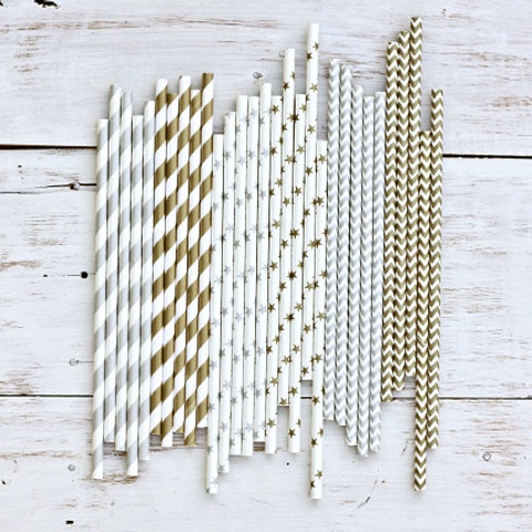 200 X Metallic Paper Straws
