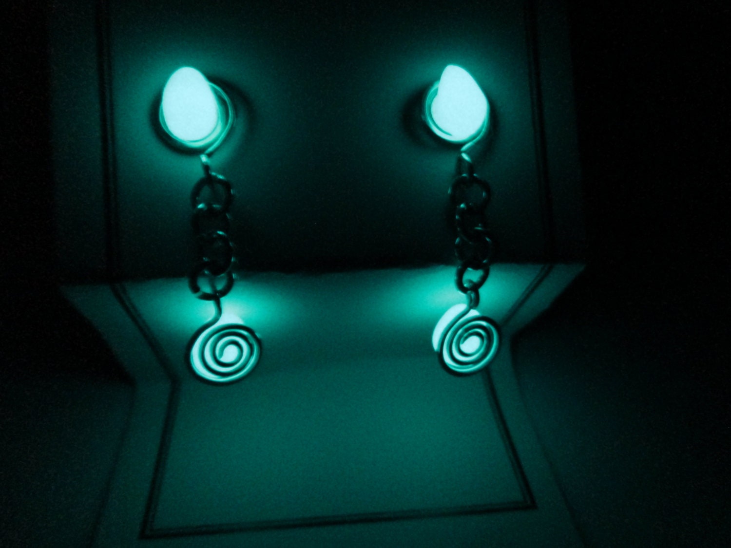 Glow In The Dark Glass Dangle Earrings - No. 4