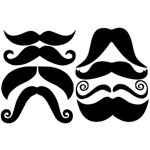 16 Mustache Vinyl Decal Stickers for Mugs, Cups, Laptops, Macbooks, Kindles, Shirts, Etc.