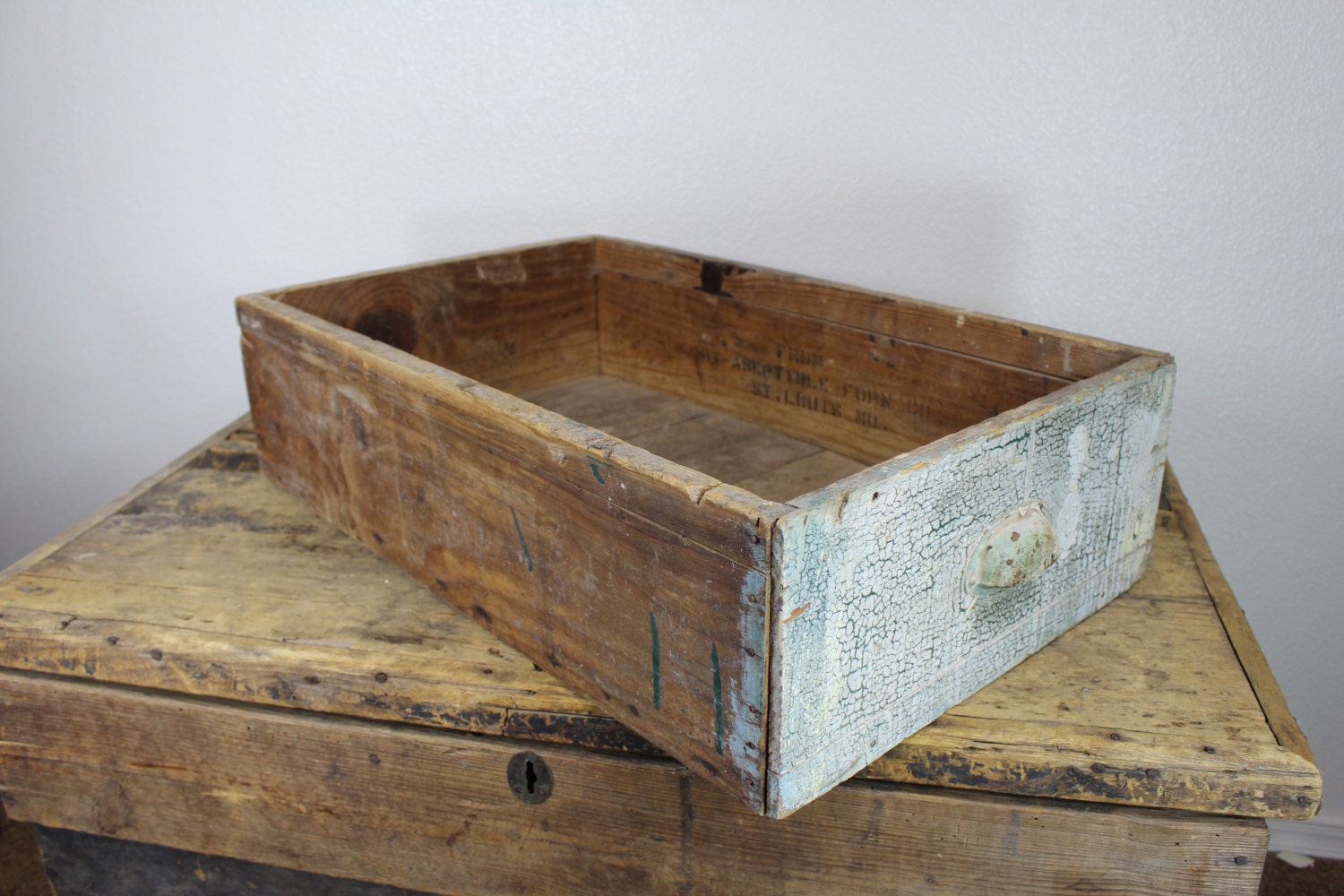 Large Vintage Wooden Decorative Drawer // Art Aseptible Furniture Company