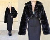 90s faux fur / crop jacket / fuzzy wuzzy