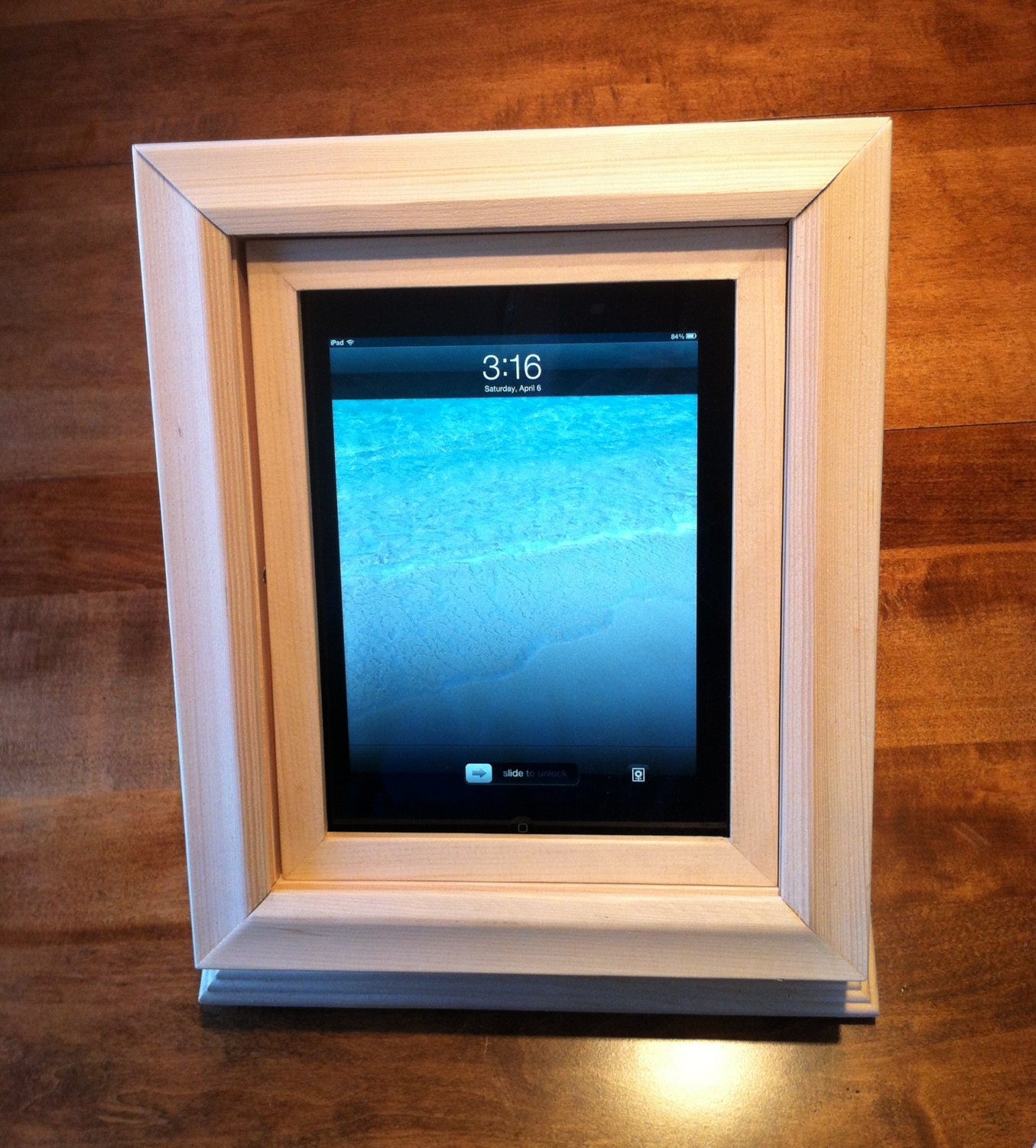 iPad Swivel Base Stand for Square Retail App - Pine finished to your choice.