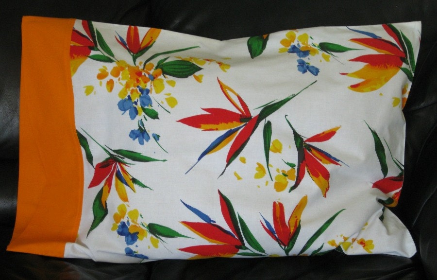 Bird of Paradise flowers: standard size sleeping pillow cases-100% cotton