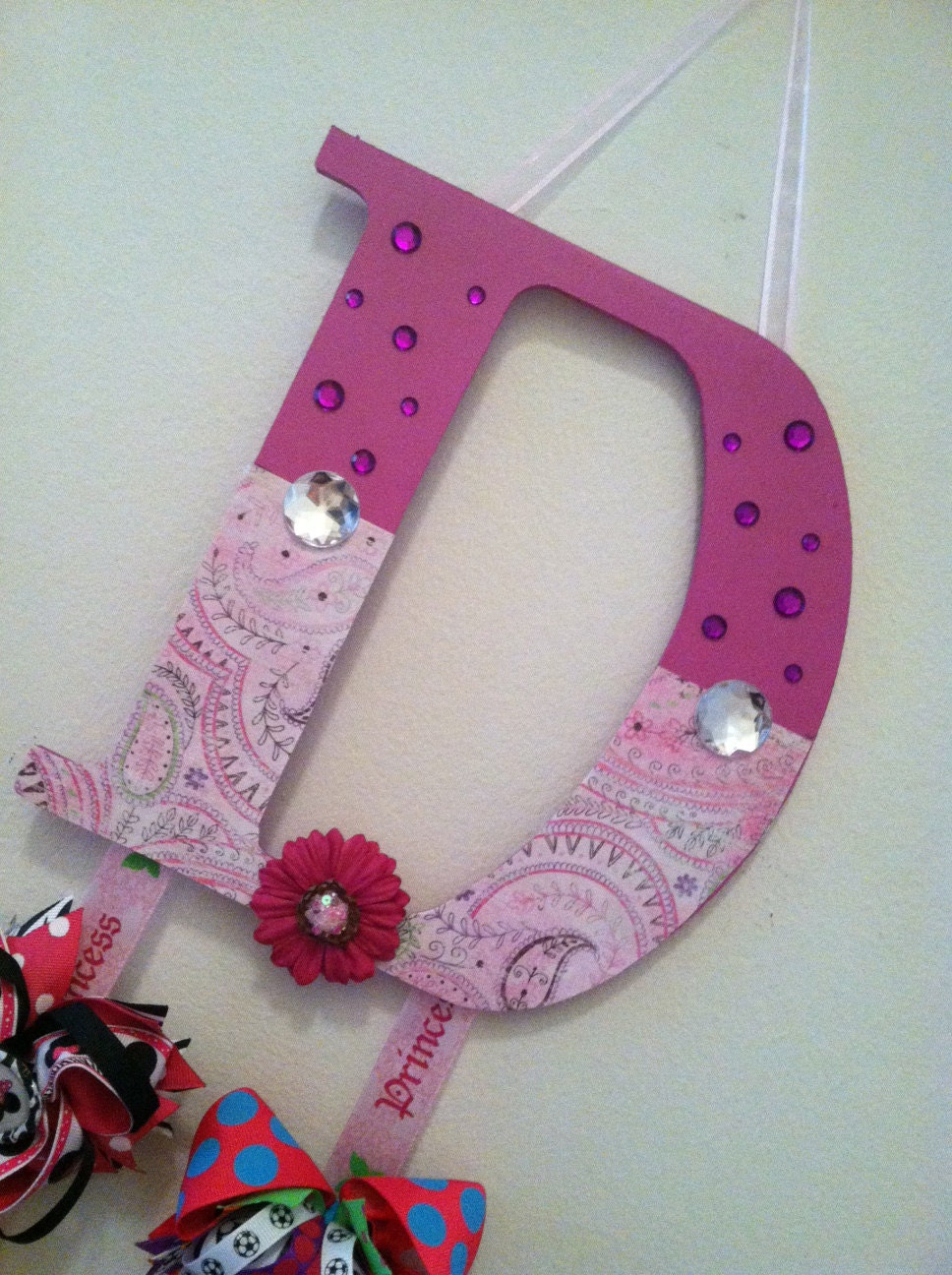Initial Wooden Bow Holder - 9.5" H x 8"W