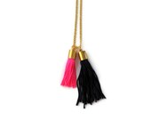 Hot Pink and Navy Tassel Necklace