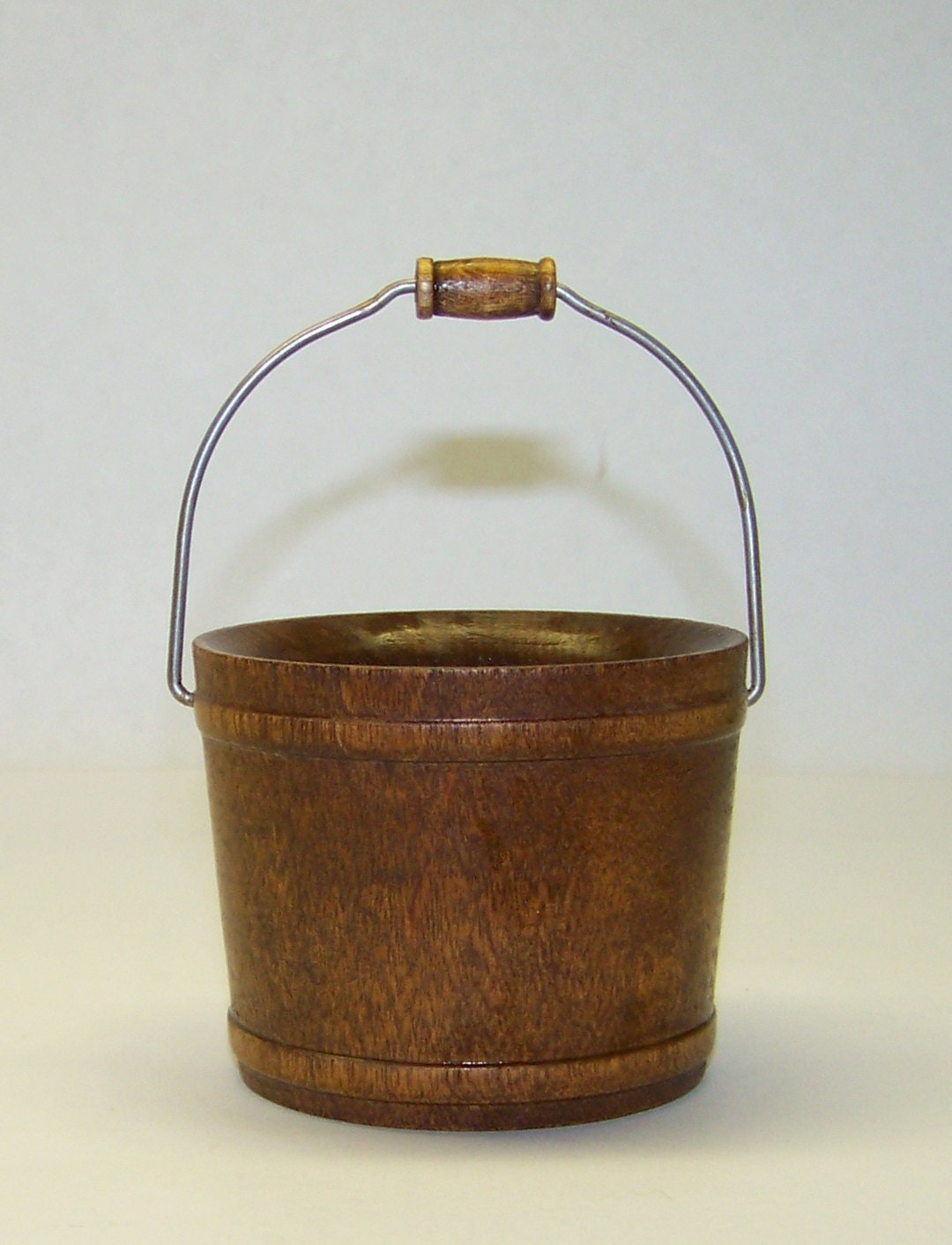 Vintage Miniature Wooden Bucket  - Wishing Well Air Plant Holder