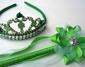 Princess and the Frog Tiana Inspired Wand and Tiara set for dress up, playtime, birthday party, party favor, beauty pageant etc