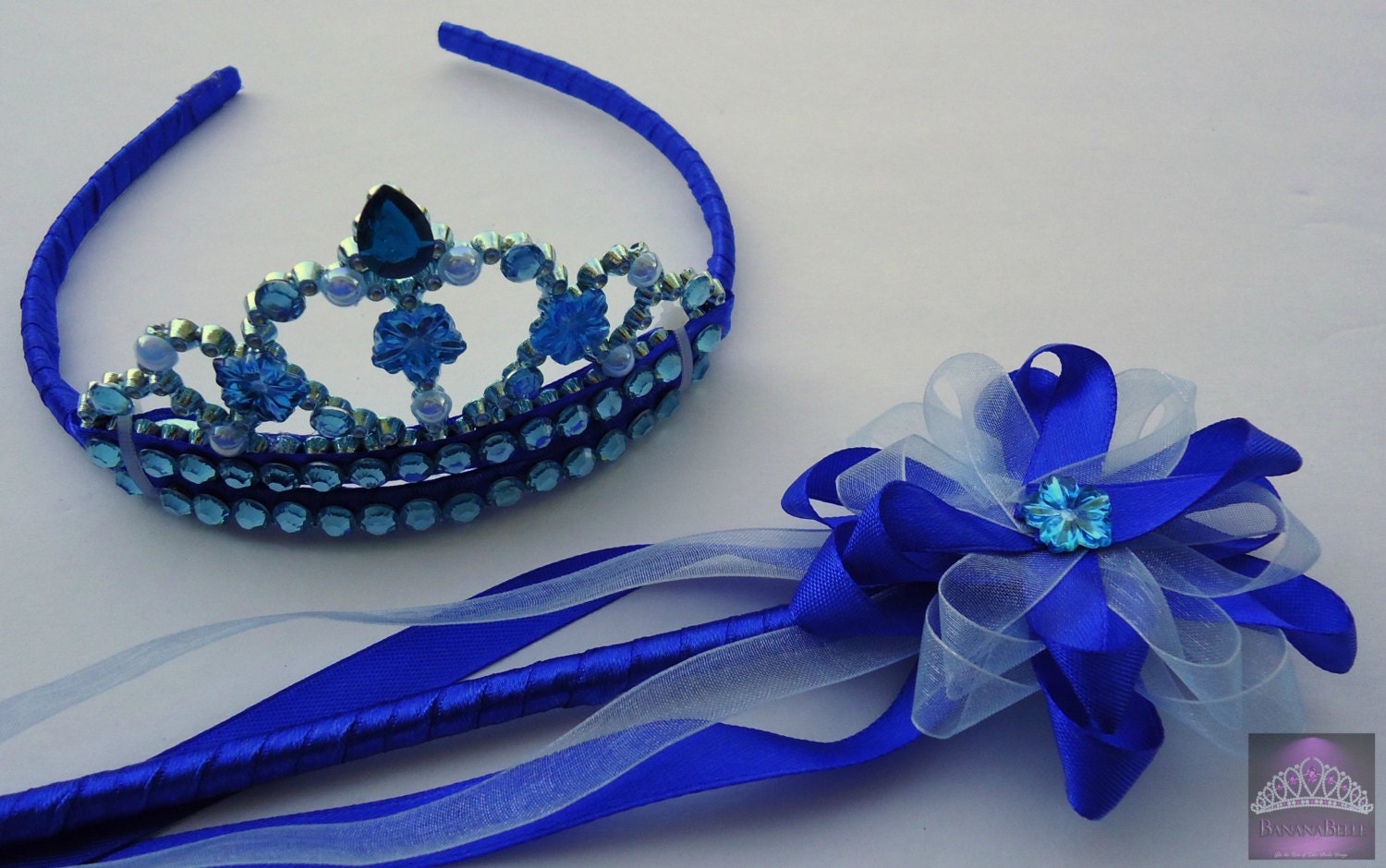 Cinderella Inspired Wand and Tiara Set for princess, dress up, beauty pageant, crown, birthday party, bridal shower, gifts for girls