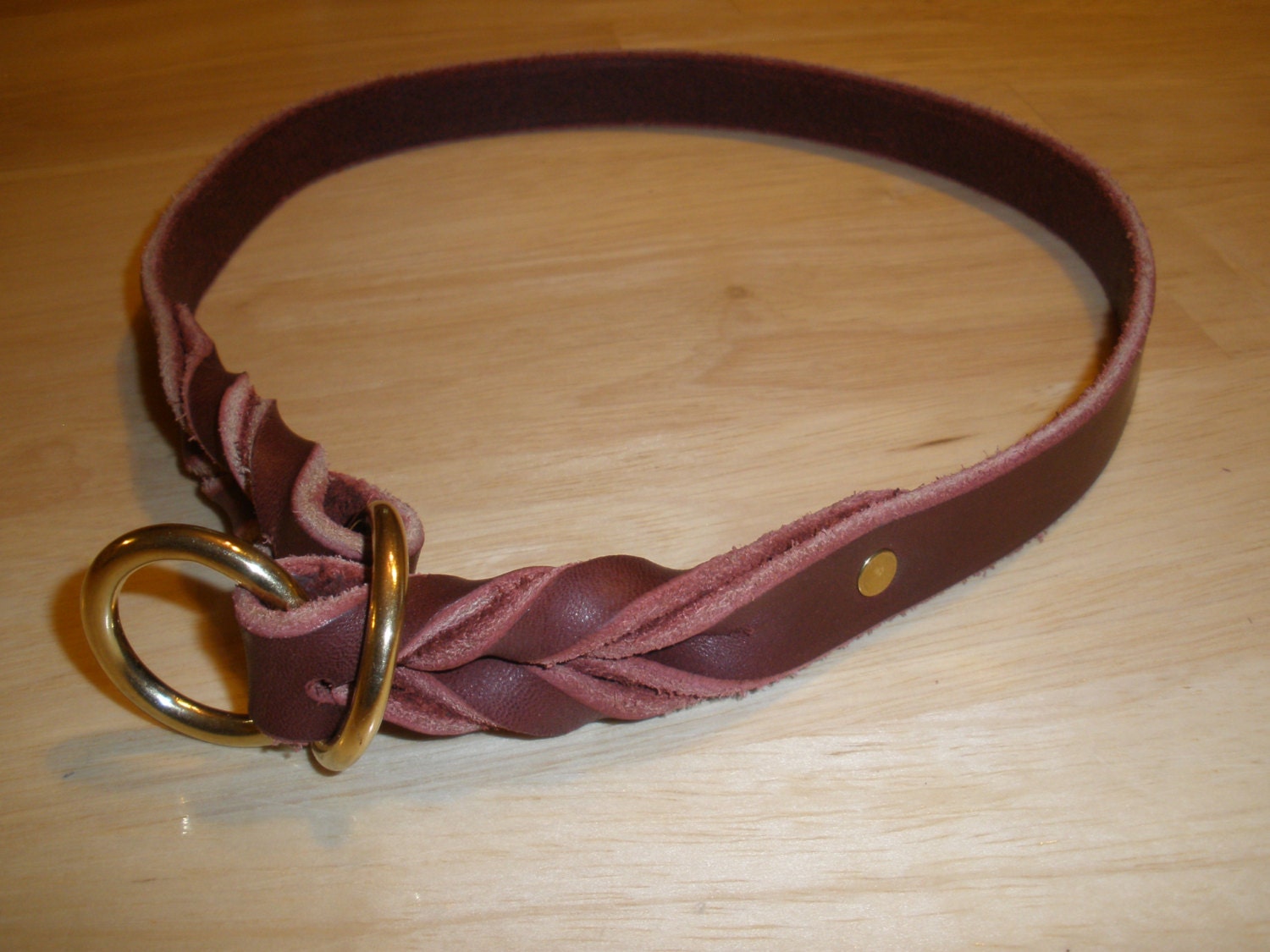 Latigo leather  3/4' x 26" slip/choke collar with SOLID BRASS rings