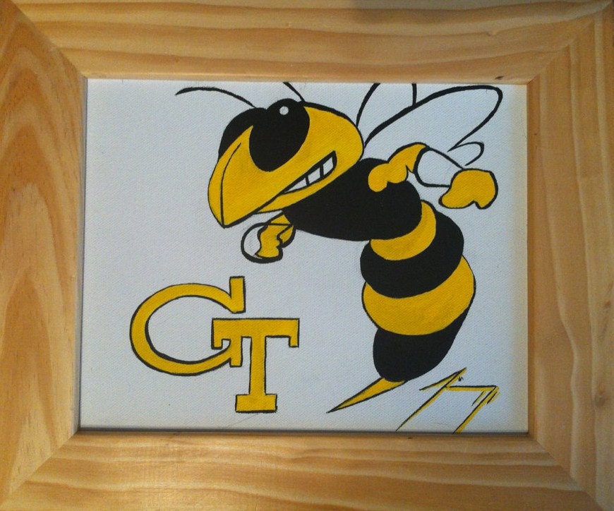 Georgia Tech Yellow Jacket Original framed Painting - Introductory SALE price