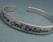 Doctor Who Inspired - Time And Relative Dimensions In Space - A Hand Stamped Aluminum Bracelet