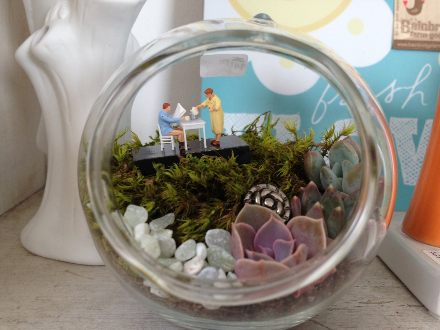 Hand Blown Glass Succulent Terrarium