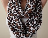 New Scarf - Mother's Day Gift - Brown Leopard Scarf - Soft Cotton Infinity Scarf