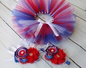 The Patriotic Tutu, Top, & Headband- Red, White, and Blue, 4th July, Pageant, Girl, Toddler, Newborn, Infant, photo prop