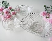 Candy Dishes, Wedding Tablesetting, Set of Three Glass Dishes, Pressed Glass Dishes