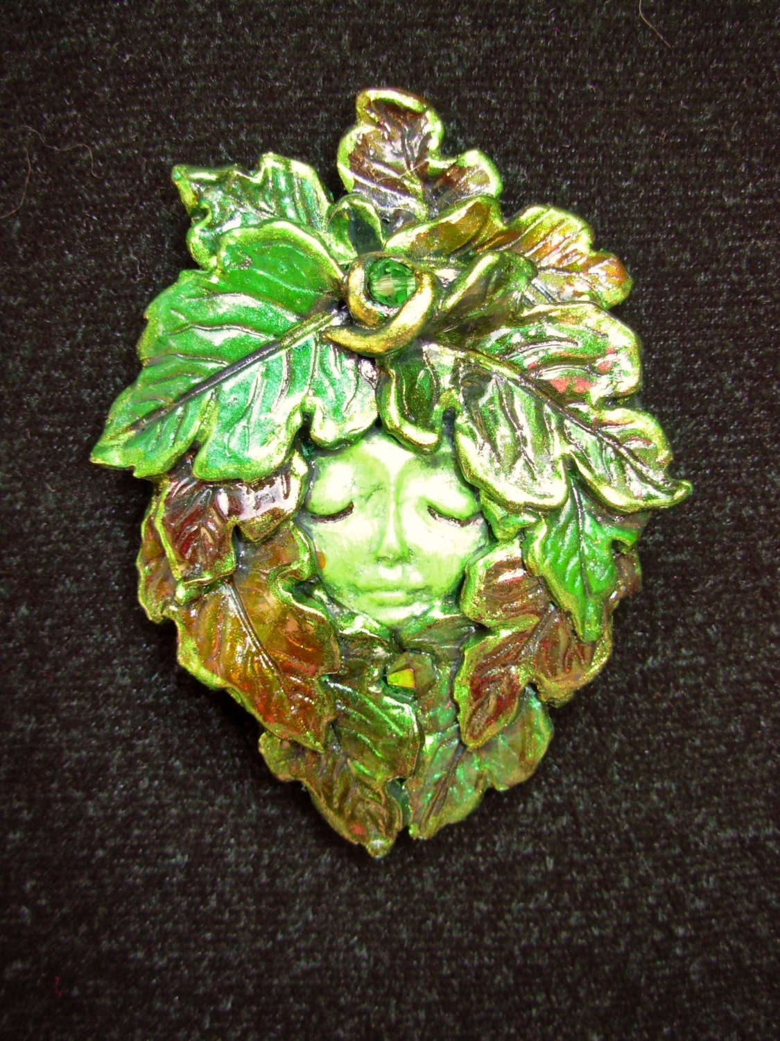 Small Green Lady Pendant  with Swarovski Crystals